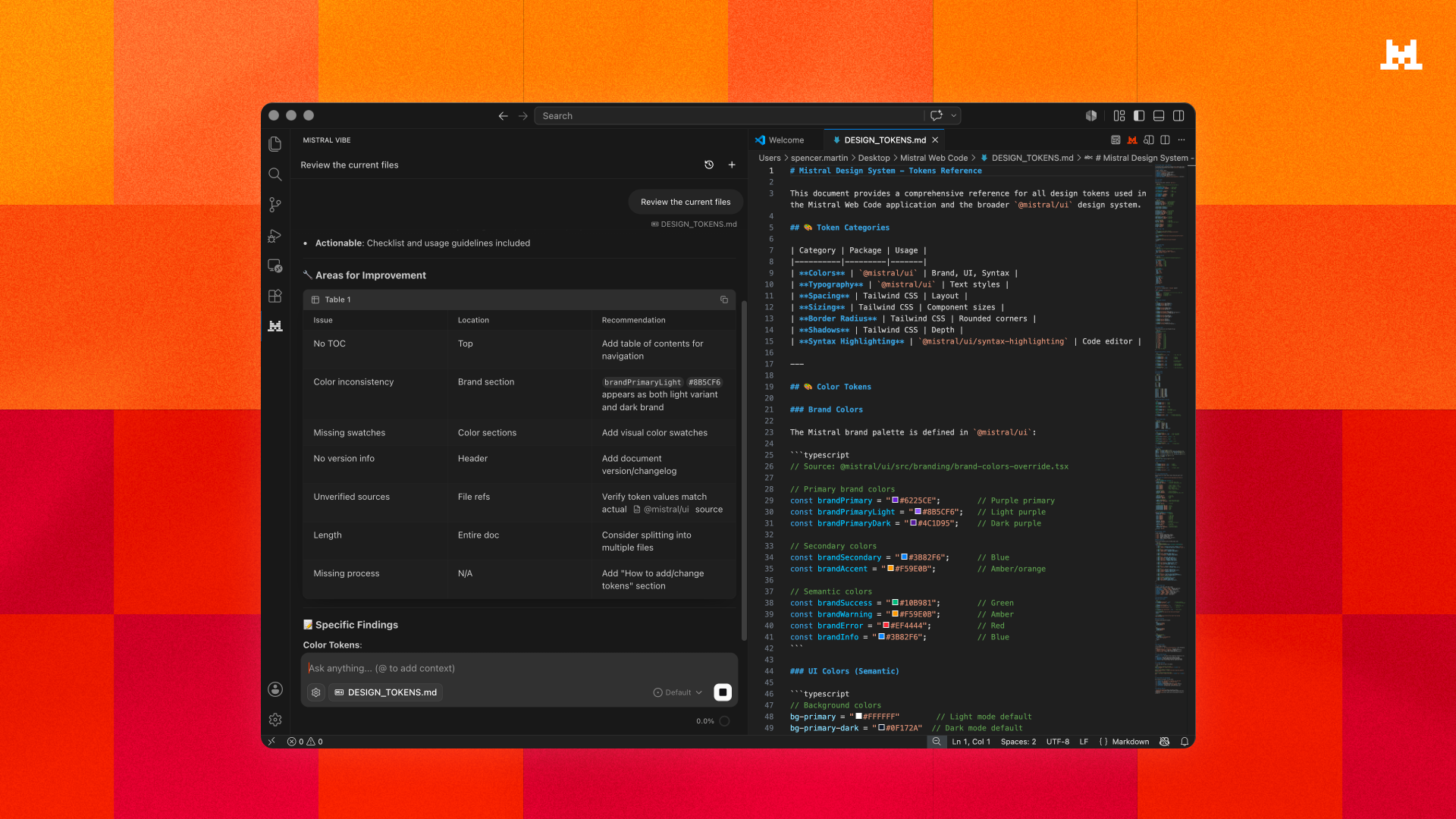 Mistral Vibe running in VS Code